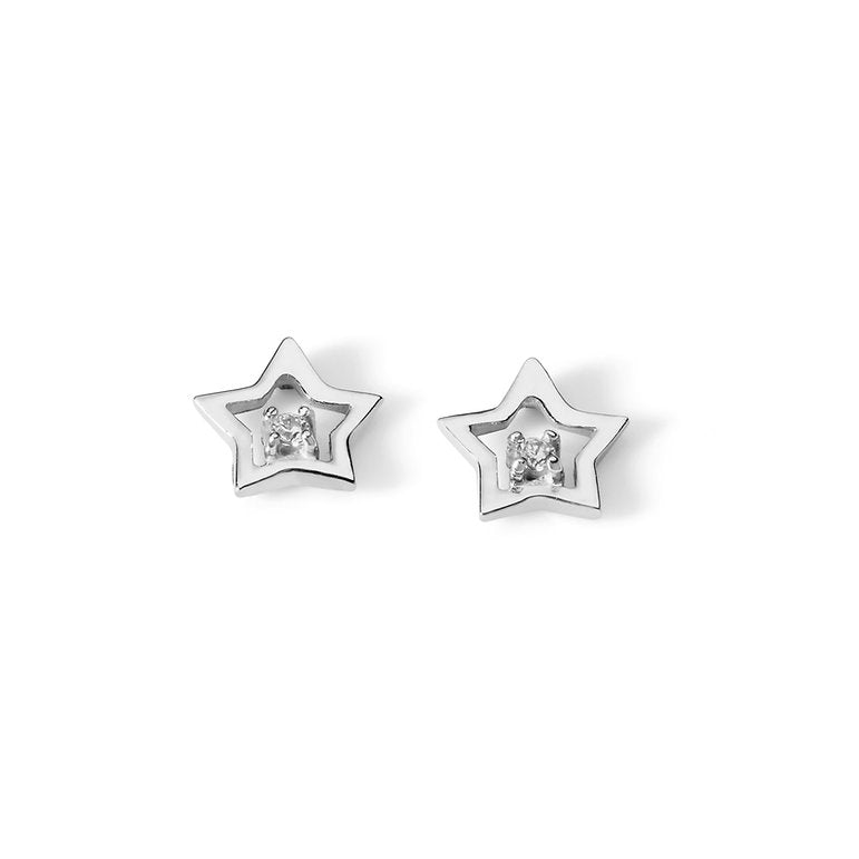Orecchini Ambrosia Gioielli stelle in oro bianco e zirconi AOZ 336