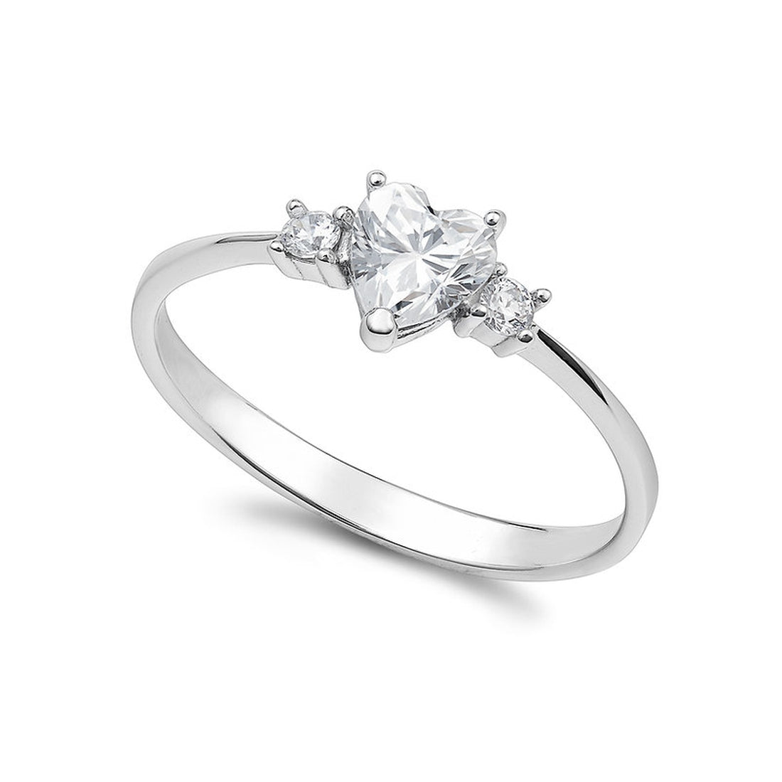 PAMTIER Anello Promessa Con Cuore E Zirconi Per Donna - Acciaio Inossidabile, Fidanzamento, Regalo Con Sacchetto Di Velluto