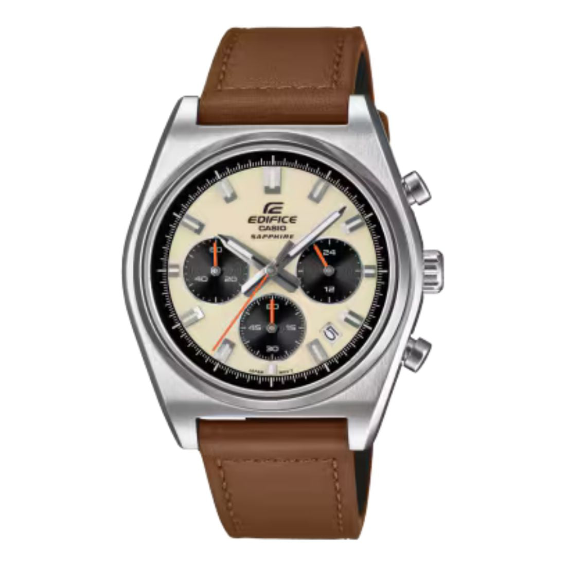 RUIMAS Orologio Uomo Sportivo Cronografo – Quarzo, Quadrante Grigio Grande 46mm, Cinturino In Pelle Marrone, Impermeabile 3 ATM, Lancette Luminescenti