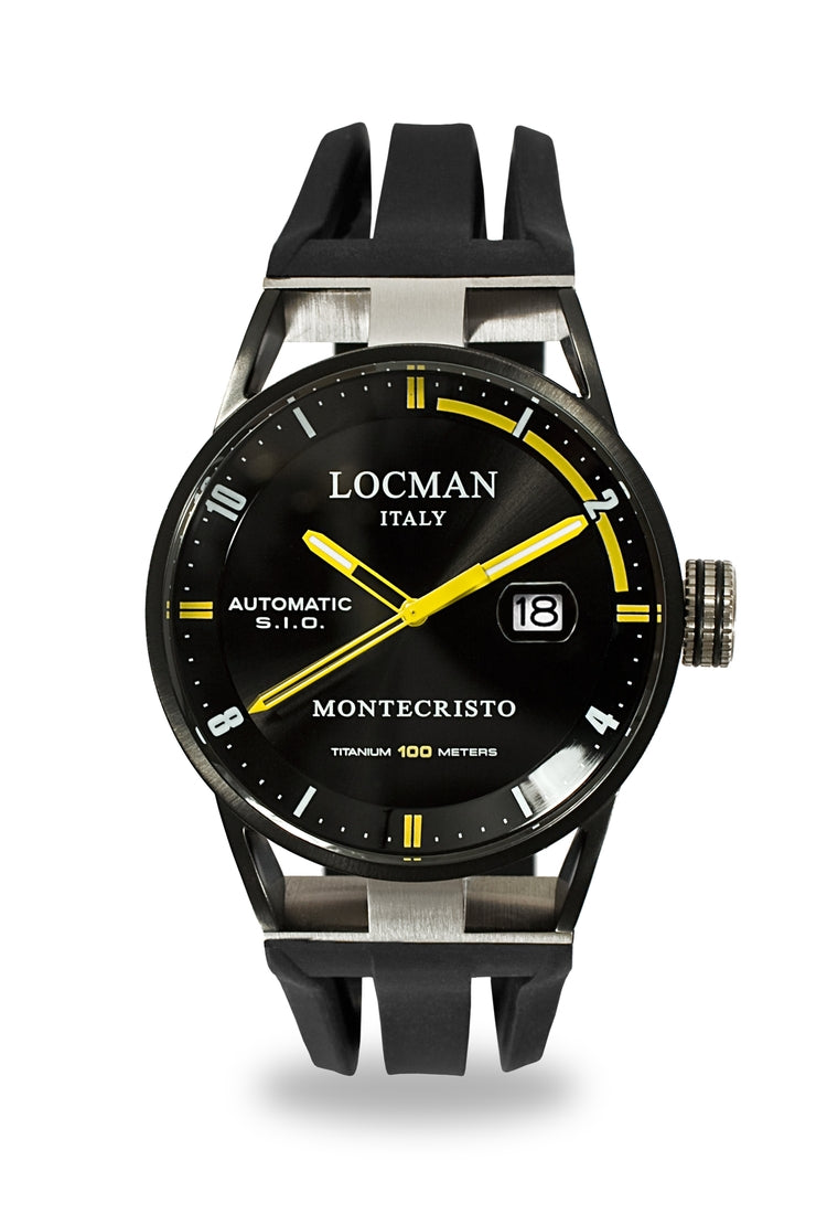 Locman Montecristo automatico PVD nero e giallo silicone 0511BKBKFYL0GOK