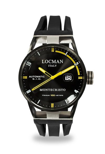 Locman Montecristo automatico PVD nero e giallo silicone 0511BKBKFYL0GOK