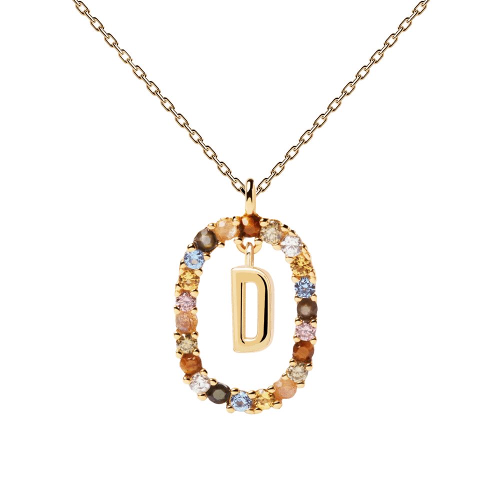 Collana con iniziale Y in argento placcato oro, circondata da gemme Collana con iniziale Y in argento placcato oro, circondata da gemme