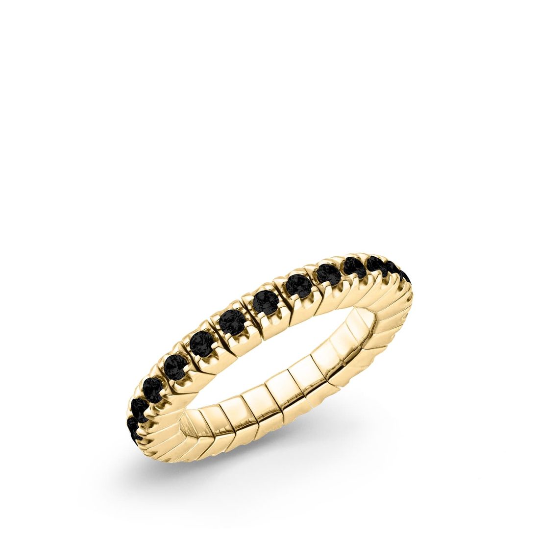 Anello Luis&Freya in argento dorato flessibile con zirconi neri 2,5mm