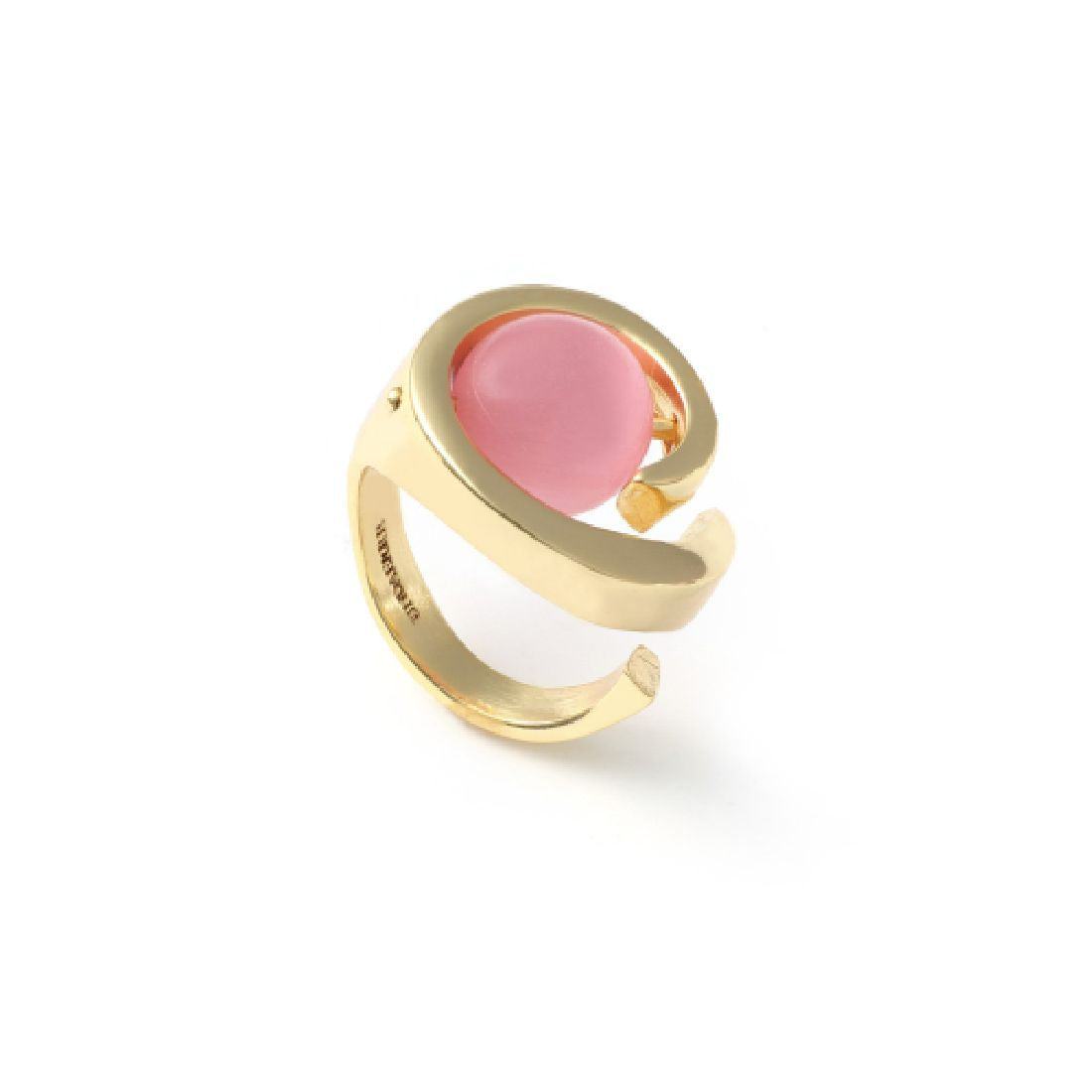 Anello Unoaerre Gipsy dorato con pietra a sfera rosa 2563