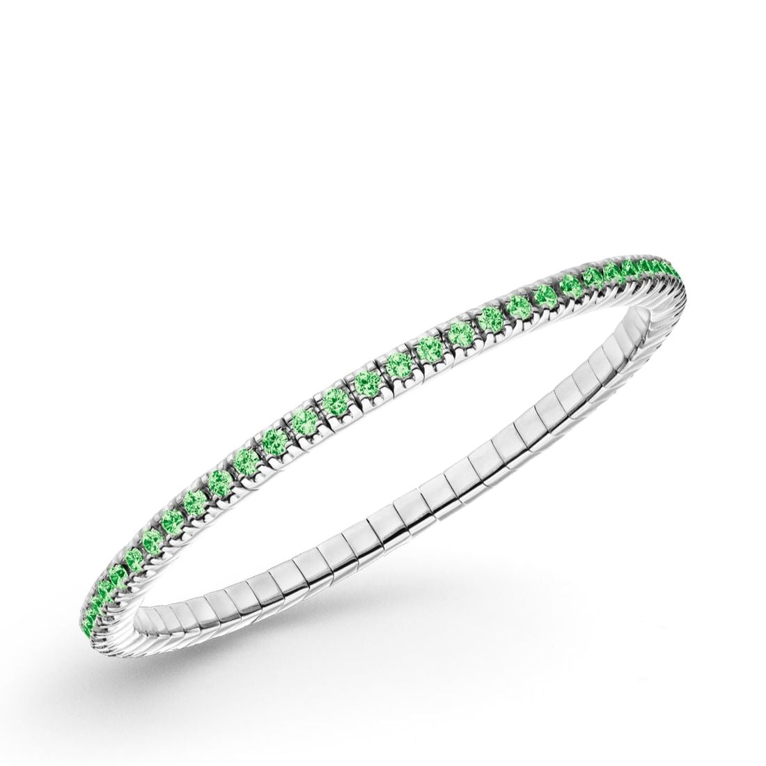 Bracciale Luis&Freya in argento flessibile 17,5cm con pietre verdi 2,5mm
