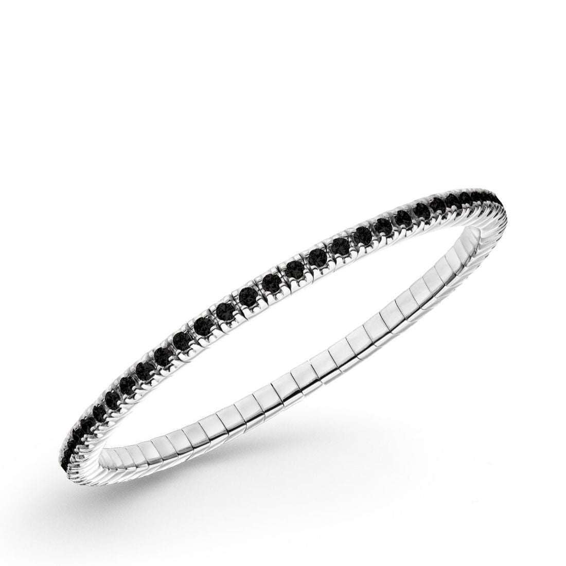 Bracciale Luis&Freya in argento elastico 19,5cm con pietre nere 2,5mm