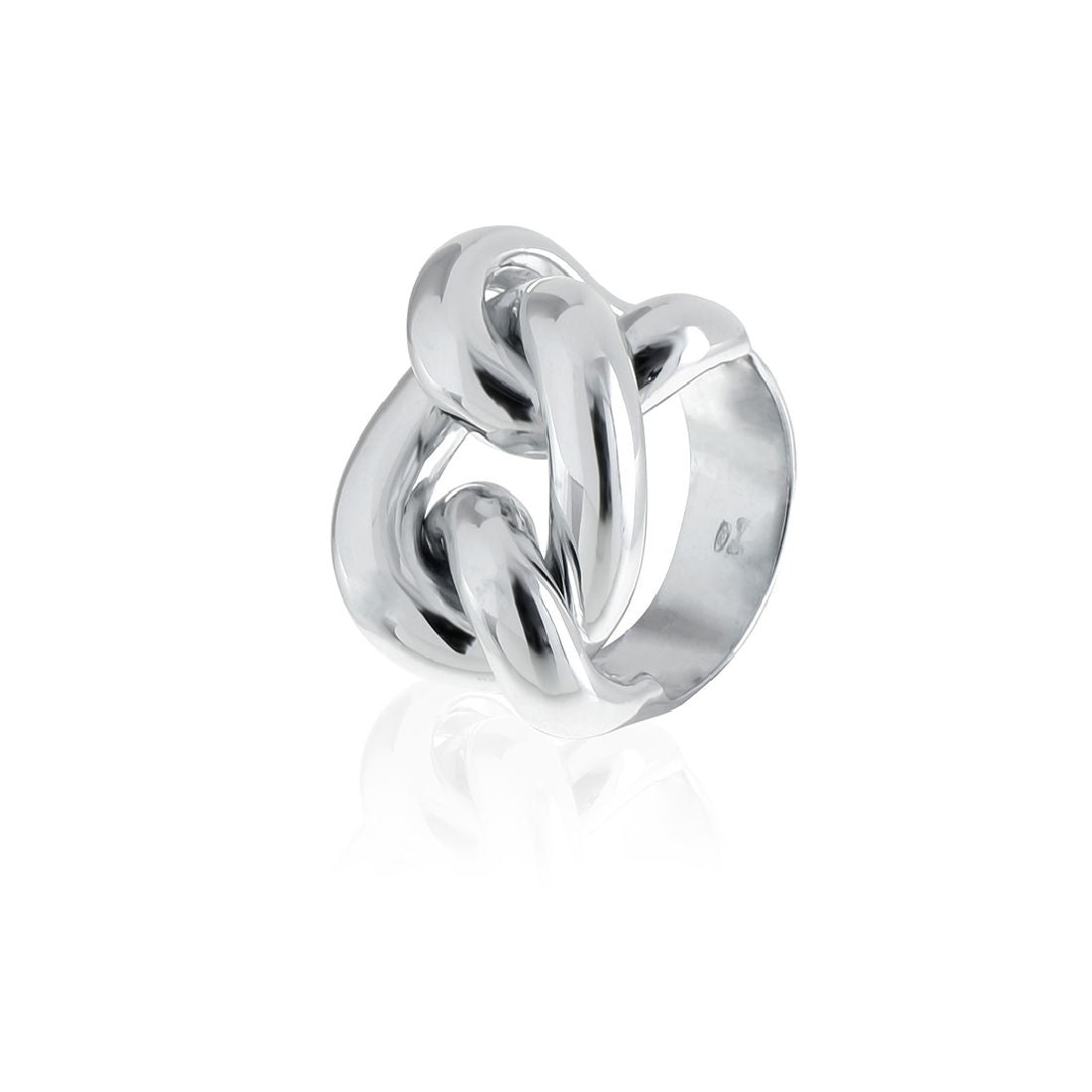 Anello Unoaerre in argento placcato platino a maxi maglia grumetta 5335