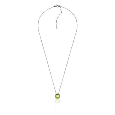 Collana Unoaerre in argento bicolore con pendente cristallo verde 6149