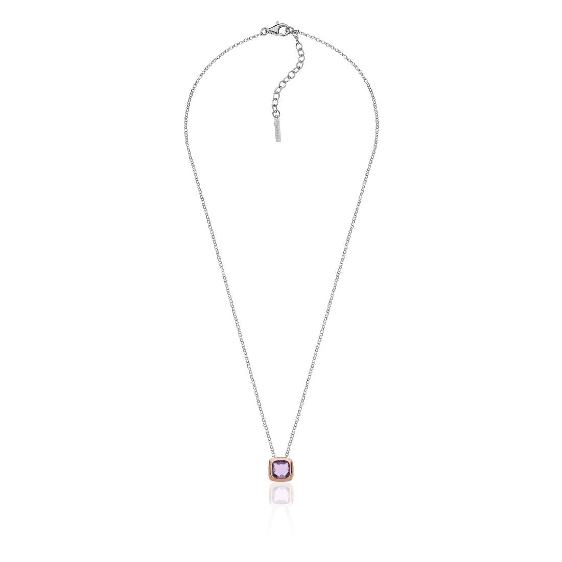 Collana Unoaerre in argento bicolore con pendente cristallo ametista 6151