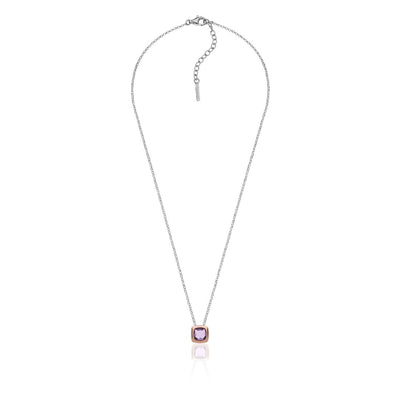 Collana Unoaerre in argento bicolore con pendente cristallo ametista 6151