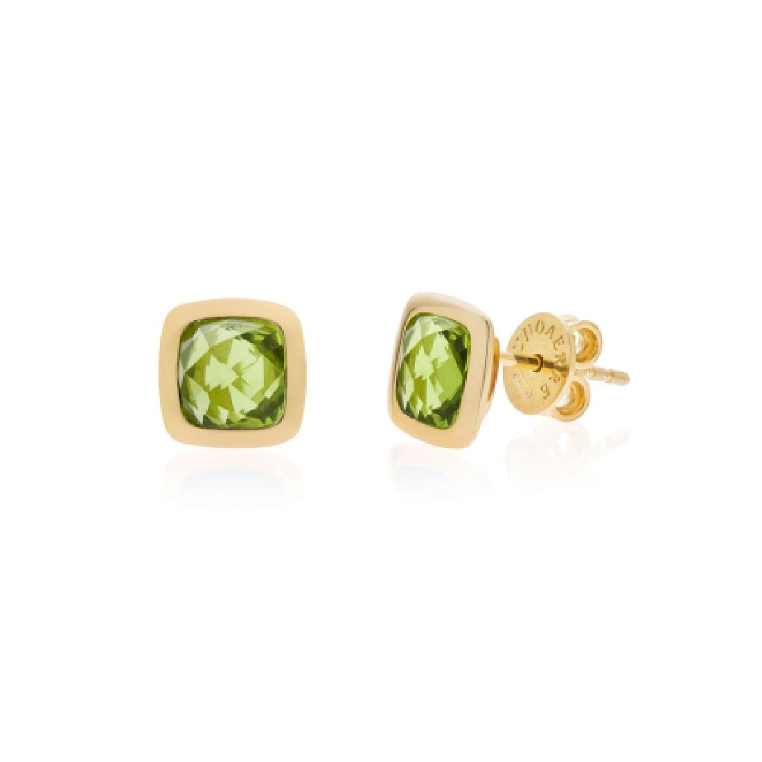 Orecchini Unoaerre in argento dorato con cristallo verde Peridot 6161