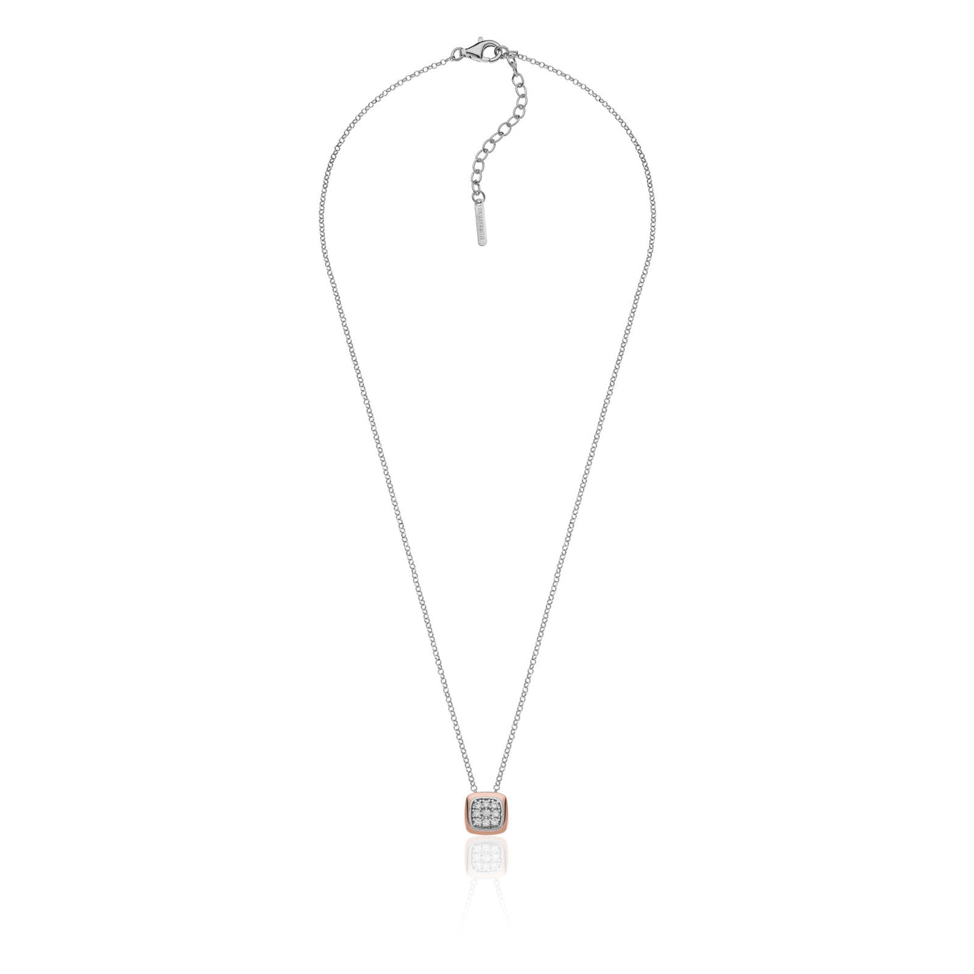 Collana Unoaerre in argento bicolore con pendente pavé di zirconi 6172