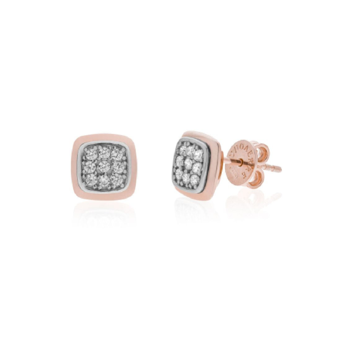 Orecchini Unoaerre in argento rosé con pavé di zirconi 6175