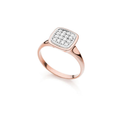 Anello Unoaerre in argento rosé con pavé di zirconi 6196