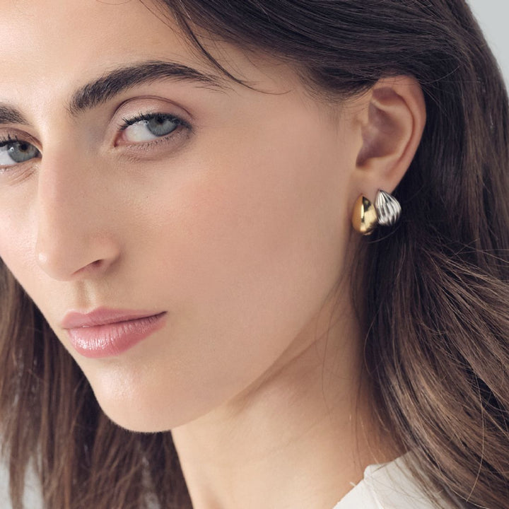 Orecchini Dichiarazione D'oro Grandi Cerchi In Argento - Foto 6