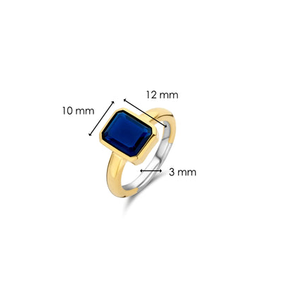 Anello Ti Sento Milano con pietra quadrata blu 12272BY