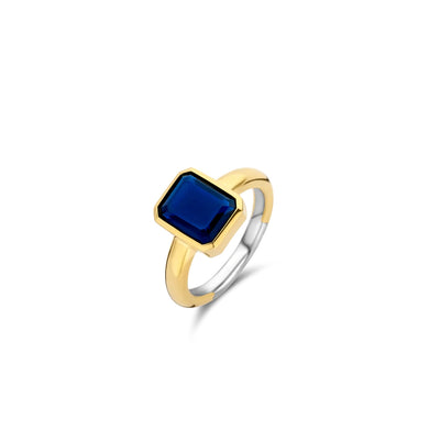 Anello Ti Sento Milano con pietra quadrata blu 12272BY