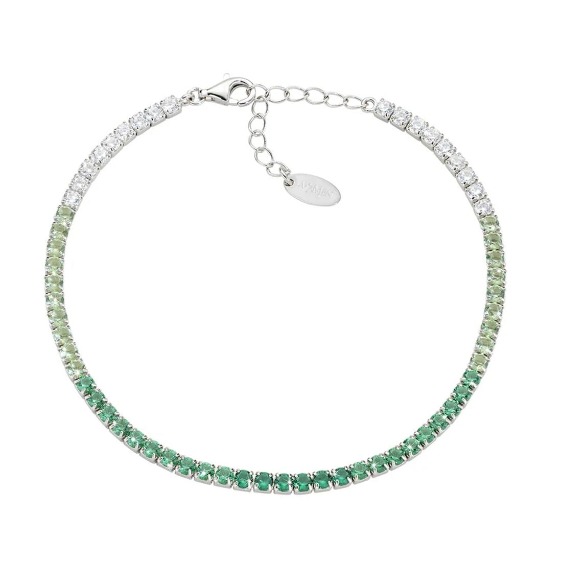 Bracciale Amen tennis argento bianco e verde in sfumatura degradé BT25DEBVE17