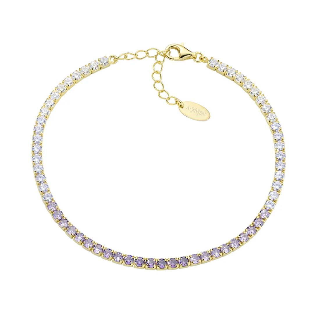 Bracciale Amen tennis argento dorato bianco e viola in sfumatura degradé BT25DEGVI17