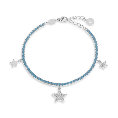 Tennis Gioielli Comete in argento e zirconi azzurri con stelle BRA 252