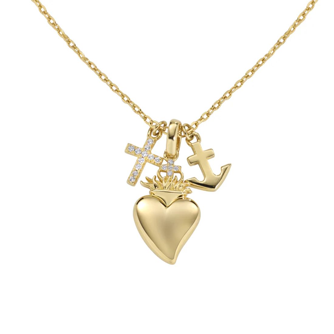 Collana Amen dorata con ciondoli Fede, Speranza e Carità CLFSCGBZ