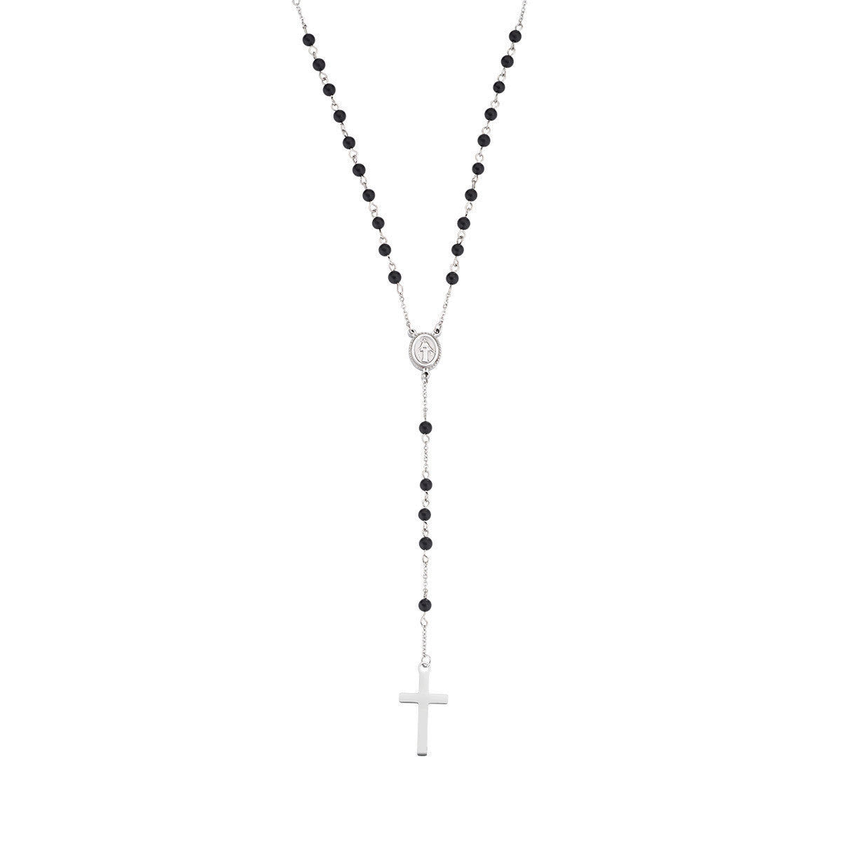 Collana Uomo Amen rosario classico con pietre nere ACCL113