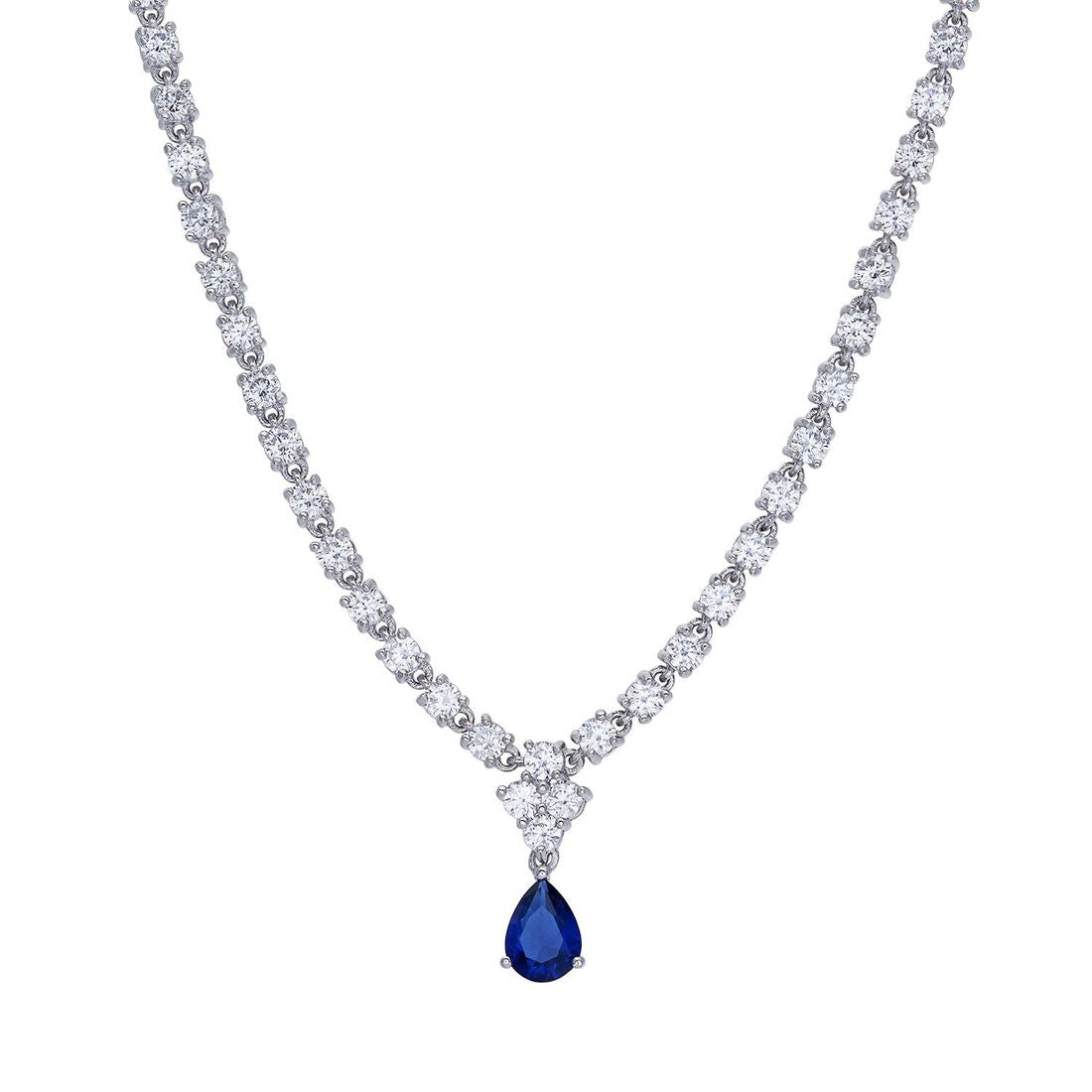 Collana Gioielli Comete di zirconi bianchi con ciondolo goccia pietra blu GLA 266