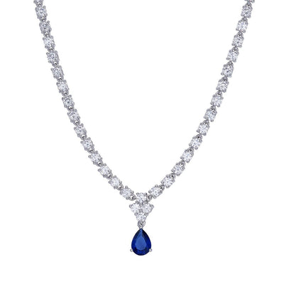 Collana Gioielli Comete di zirconi bianchi con ciondolo goccia pietra blu GLA 266