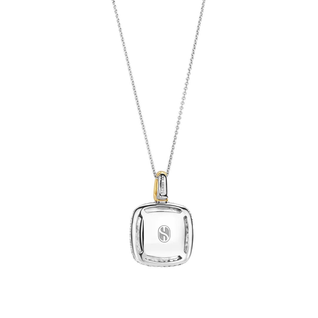 Tuscany Silver Collana con ciondolo portafoto rettangolare grande con bordo a righe lucide in argento sterling 925 su catena corda da 56 cm Tuscany Silver Collana con ciondolo portafoto rettangolare grande con bordo a righe lucide in argento sterling 925 su catena corda da 56 cm