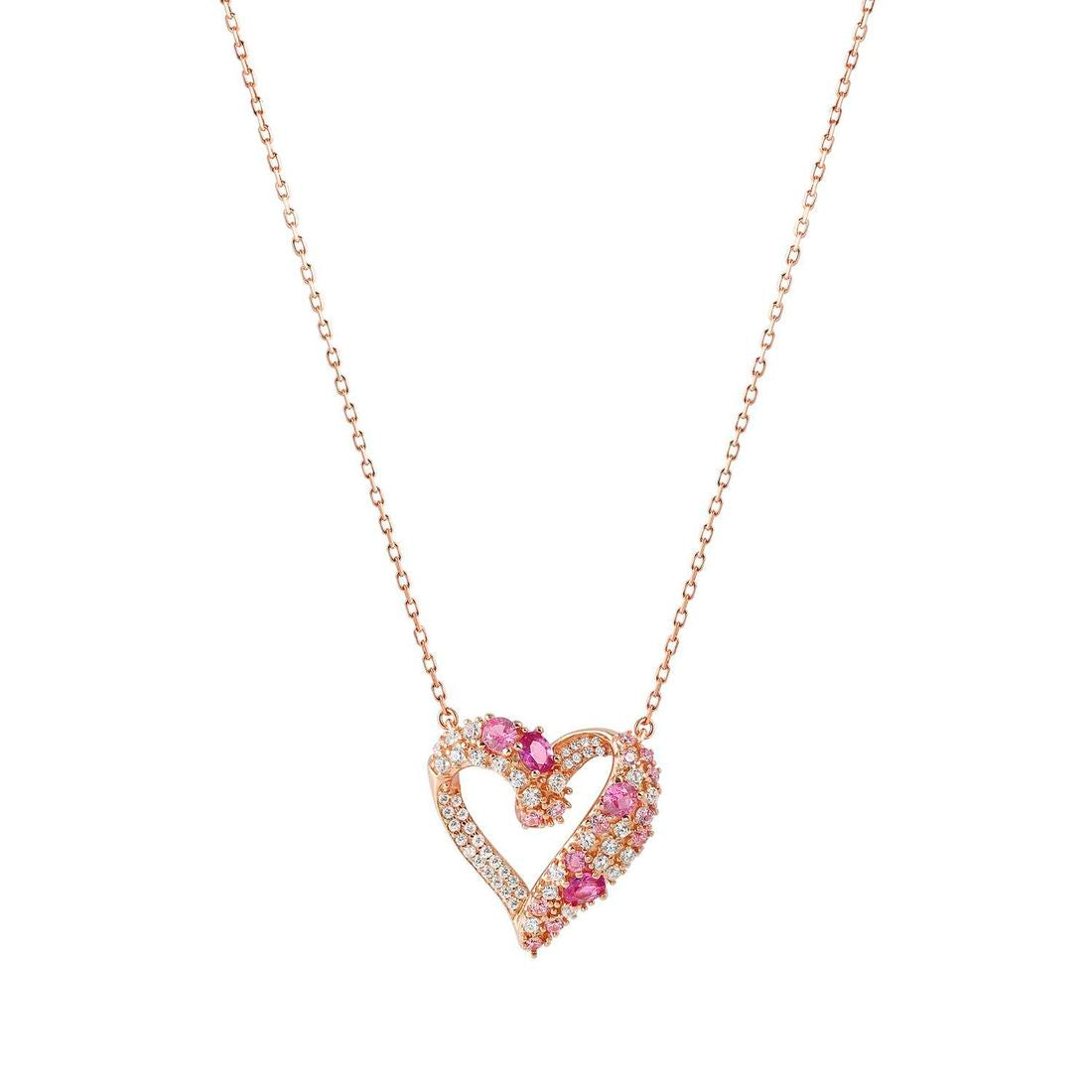 Collana Nomination a cuore in argento con pavè di zirconi bianchi e pietre rosa 241604/011