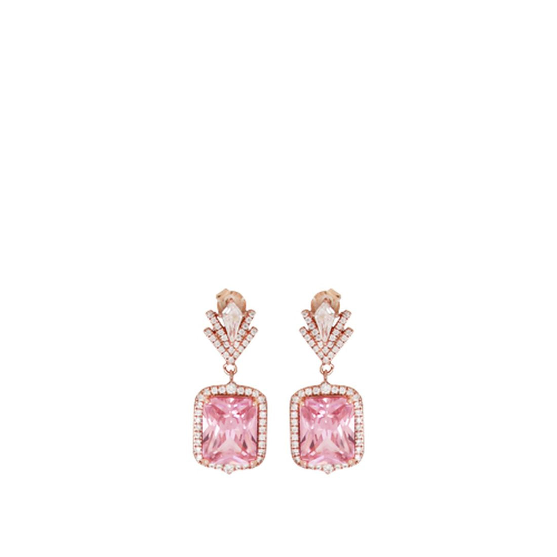 Orecchini Cuori Milano pendenti in argento dorato rosa con pietra rosa 25075458
