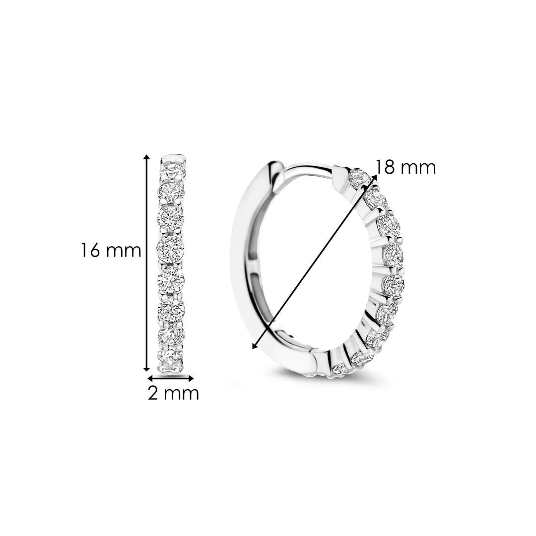 Orecchini A Cerchio Piccoli 12mm, Argento Con Zirconi Cubici, Unisex, Moderni