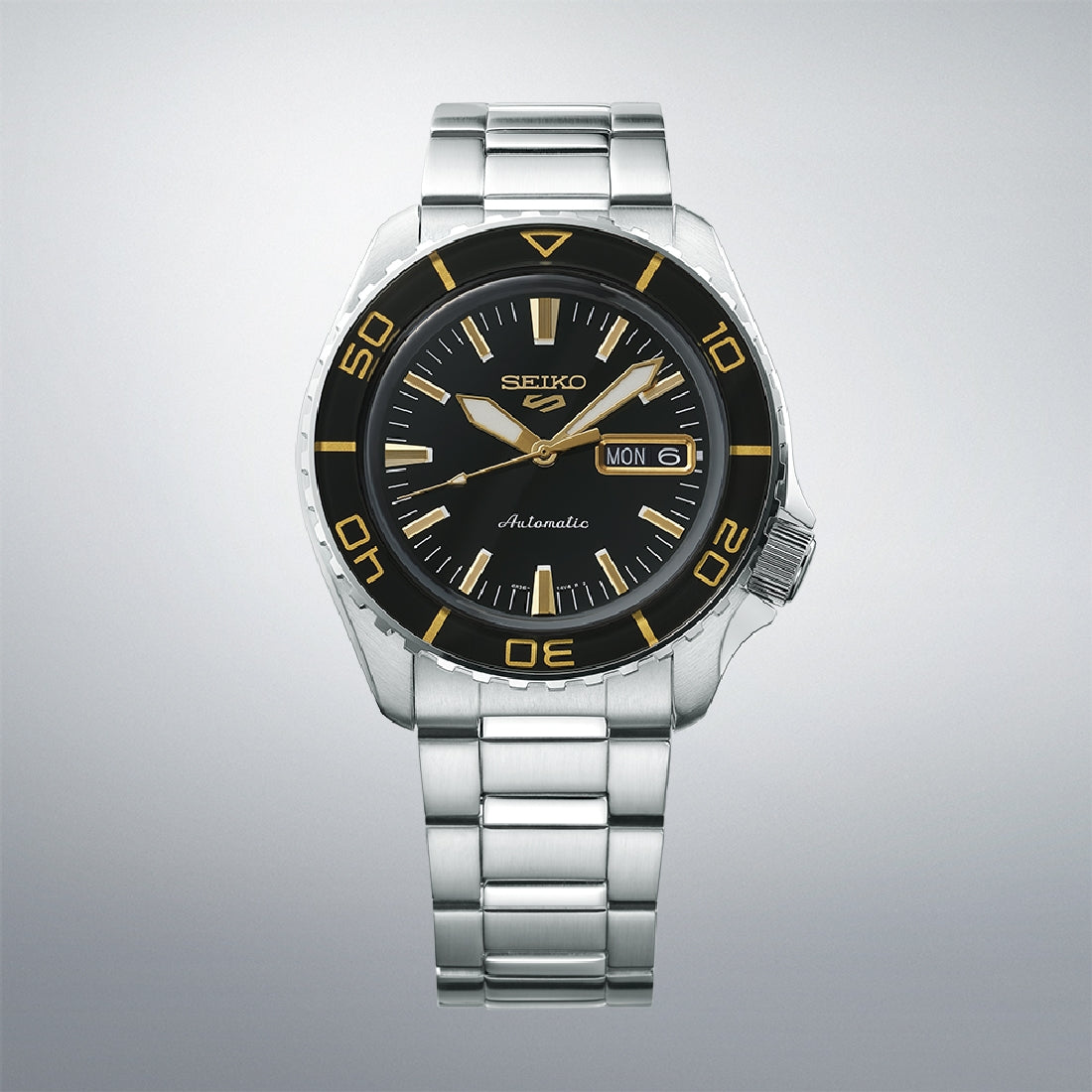 Orologio Seiko 5 sport SRPK99K1 nero finiture oro