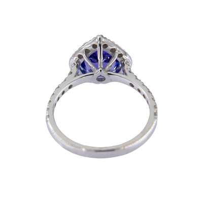 Anello tanzanite naturale taglio a cuore ct 2,70 e brillanti ct 0,55