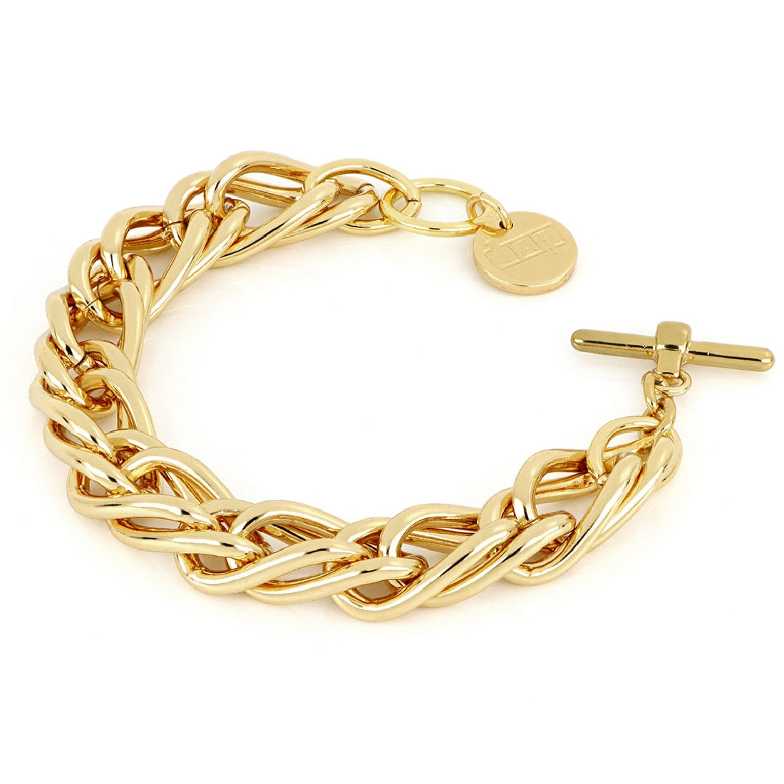 Bracciale Unoaerre 1865 a maglia spiga in bronzo dorato giallo