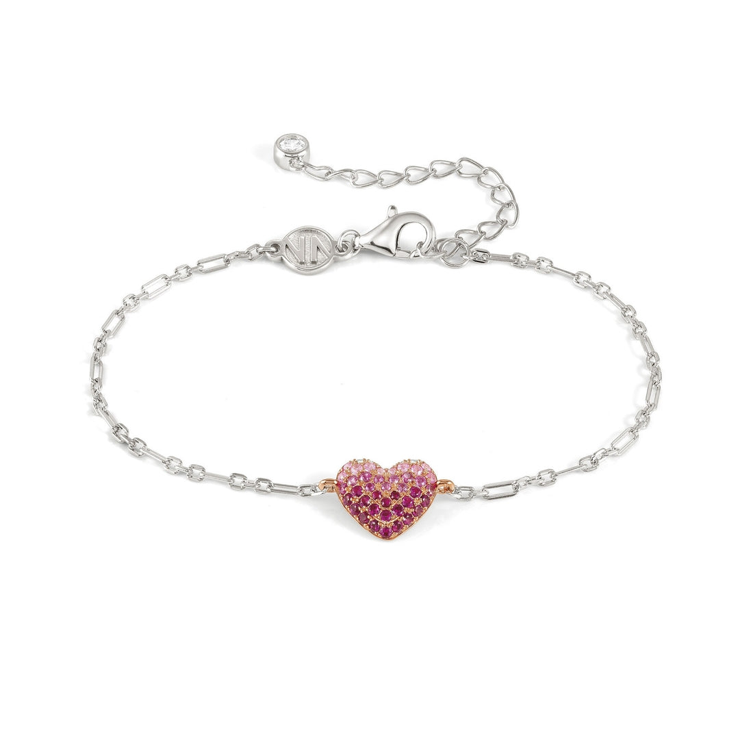 Bracciale Nomination Crysalis a cuore in argento con pavè di zirconi rosa