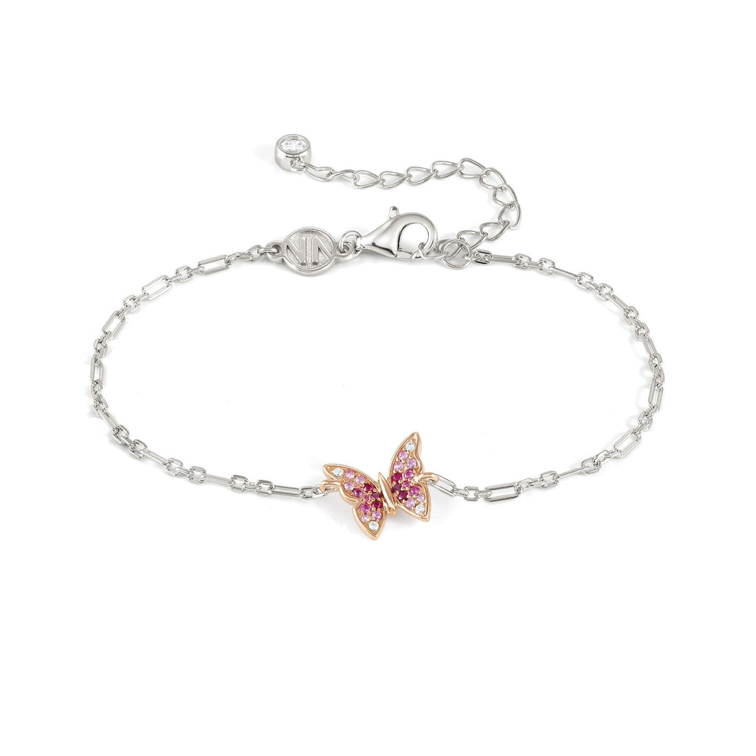 Bracciale Nomination Crysalis a farfalla in argento con pavè di zirconi rosa