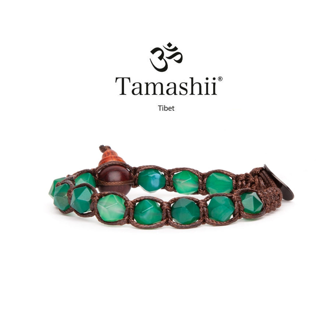 Bracciale Tamashii BHS911-140 in agata verde striata diamond cut
