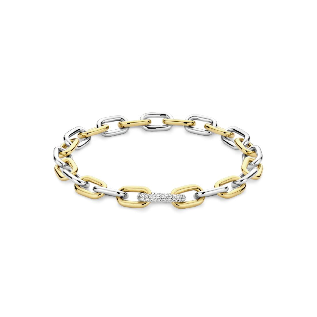 Bracciale Ti Sento Milano a catena in argento bicolore oro con zirconi 23052ZY