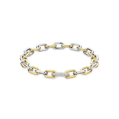 Bracciale Ti Sento Milano a catena in argento bicolore oro con zirconi 23052ZY