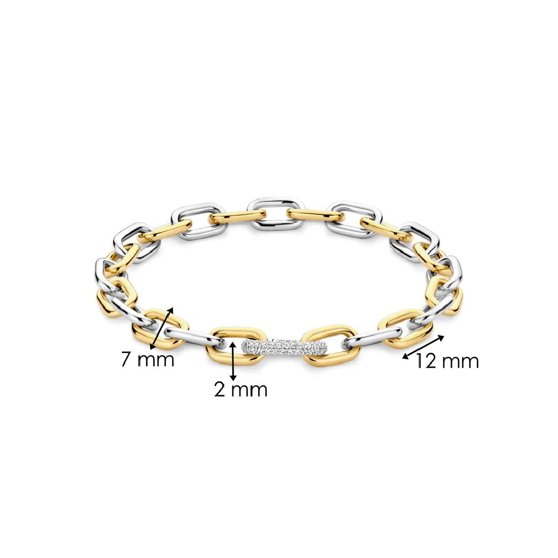 Bracciale Ti Sento Milano a catena in argento bicolore oro con zirconi 23052ZY