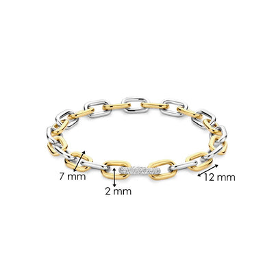 Bracciale Ti Sento Milano a catena in argento bicolore oro con zirconi 23052ZY