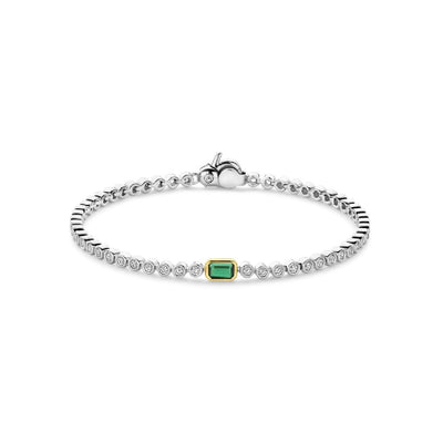 Bracciale Ti Sento Milano in argento con zircone verde centrale 23043EM