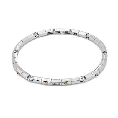 Bracciale in acciaio trattamento pvd rosè con diamanti bianchi Ct. 0,015 UBR 1003