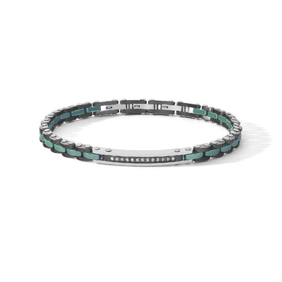 Bracciale Comete in acciaio nero e ceramica verde con zirconi bianchi UBR 1236