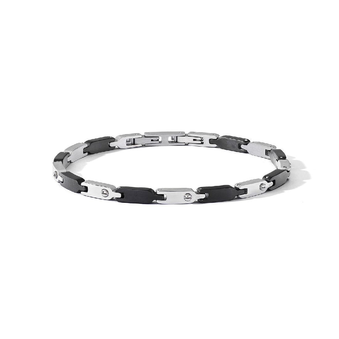 Bracciale Gioielli Comete da uomo in acciaio maglie alternate nere Cod UBR 1230