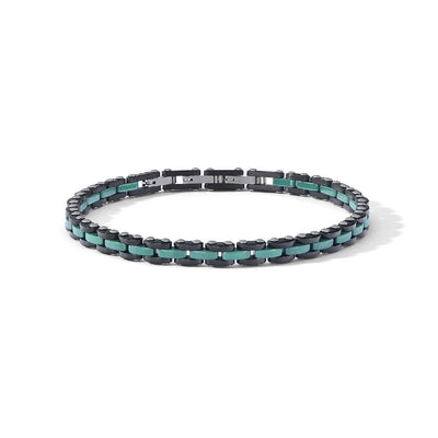 Bracciale in acciaio trattamento pvd nero e ceramica verde UBR 1235