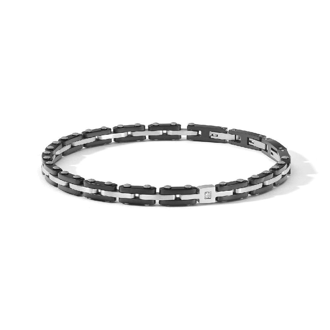 Bracciale Comete da uomo in acciaio trattamento PVD nero e zircone bianco UBR 1242