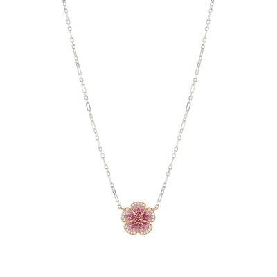 Collana Nomination Crysalis a fiore in argento con pavè di zirconi rosa
