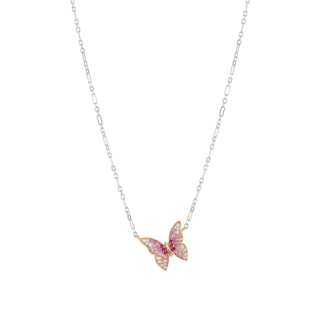 Collana Nomination Crysalis a farfalla in argento con pavè di zirconi rosa
